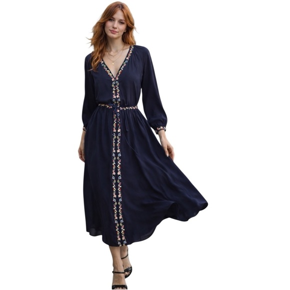Boho Embroidered Navi Maxi DressVelvet By Graham & SpencerSmall